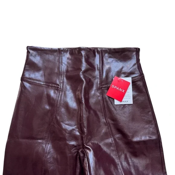 Spanx Faux Patent Leather Leggings in Ruby Womens Sz Small - Picture 4 of 7